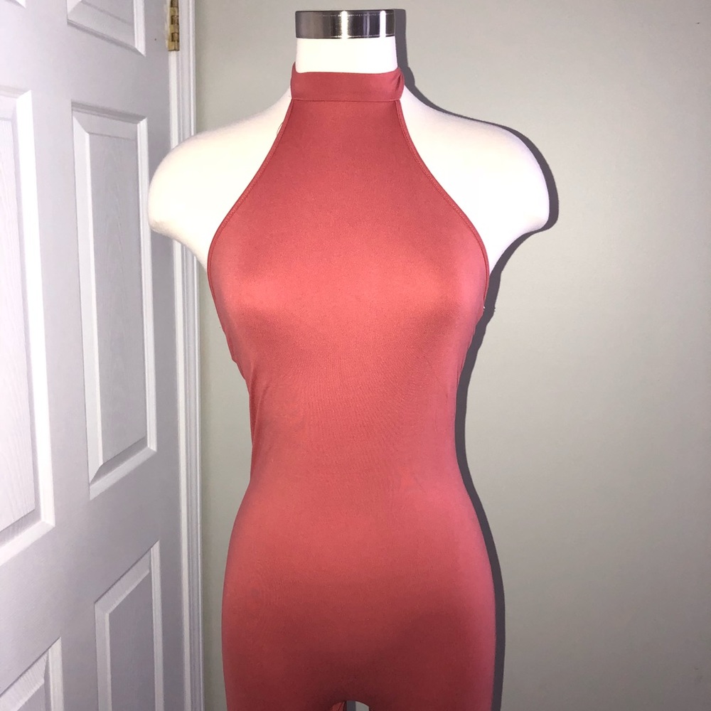 LAST 1 • Summer Mauve Pink Backless Halter Catsuit - Picture 3 of 3